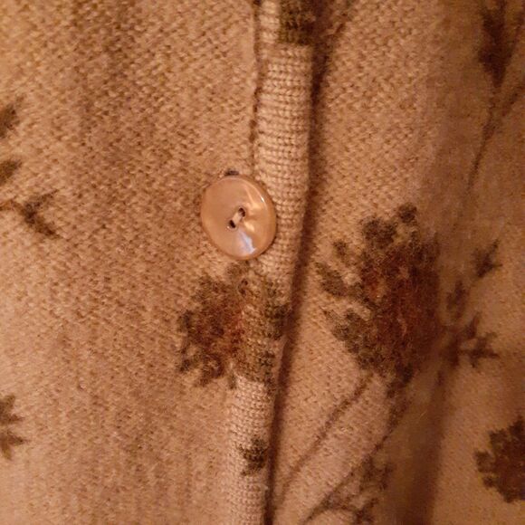 Herman Geist Wool Cardigan Sweater Womens Xl  Heavy Warm Jacket Tan Brown Floral - Picture 4 of 8